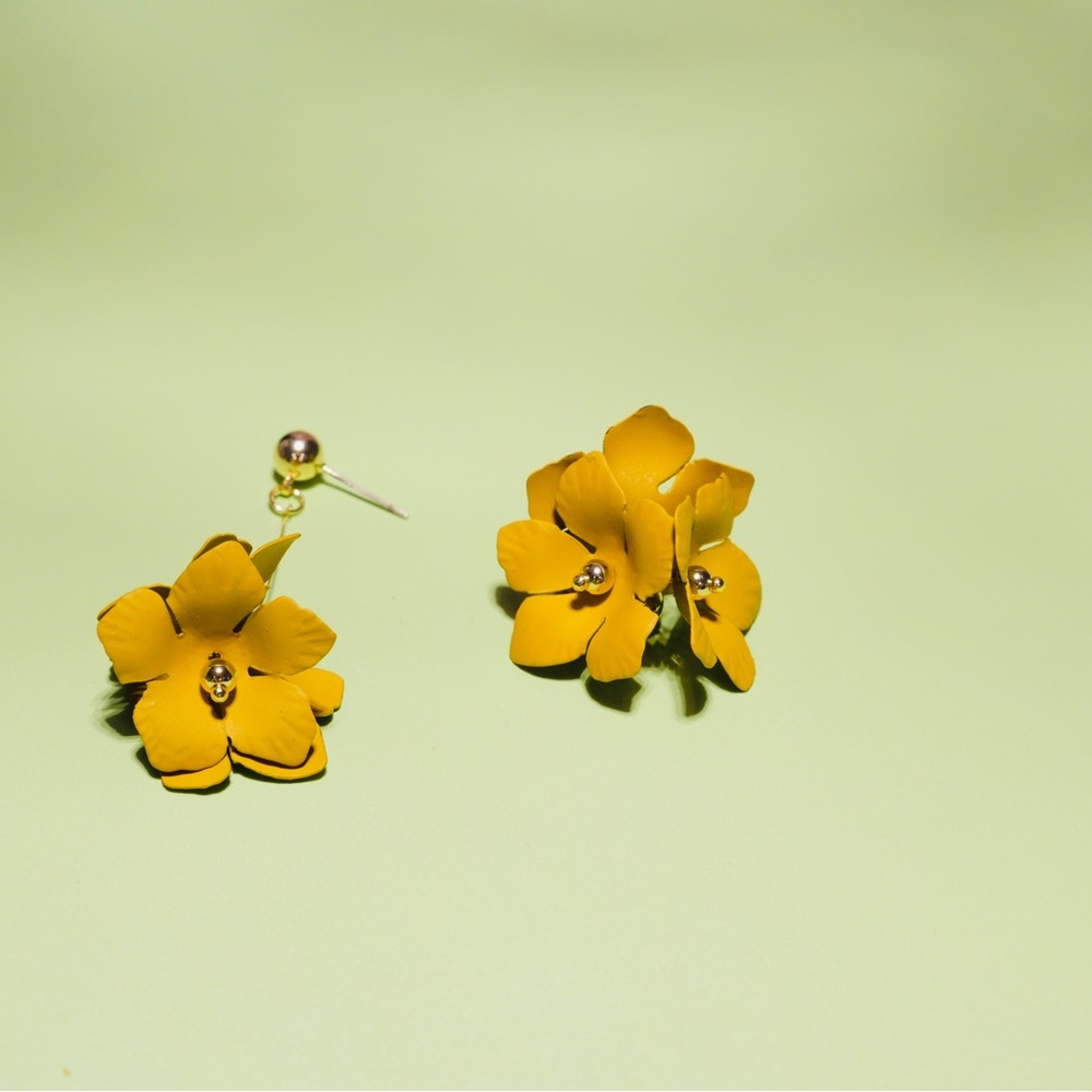 Asymmetrical 3D Flower Earrings